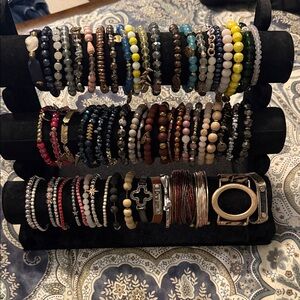 Ermish Bracelets LOT and misc boutique store bracelets (61 total on holder)